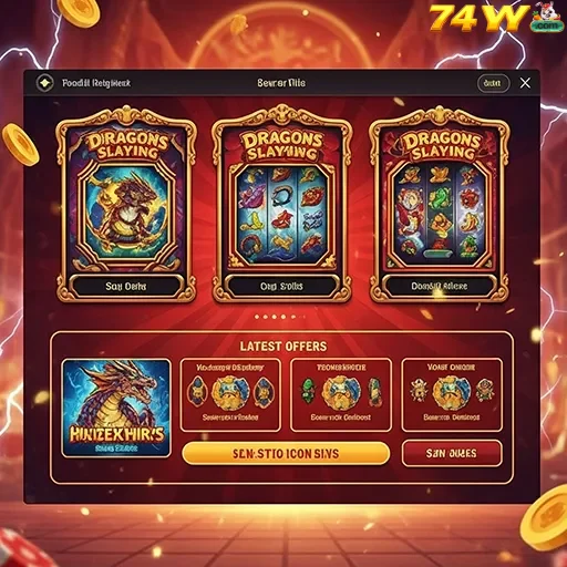 Screenshot da seção de slots no app com filtros e categorias
